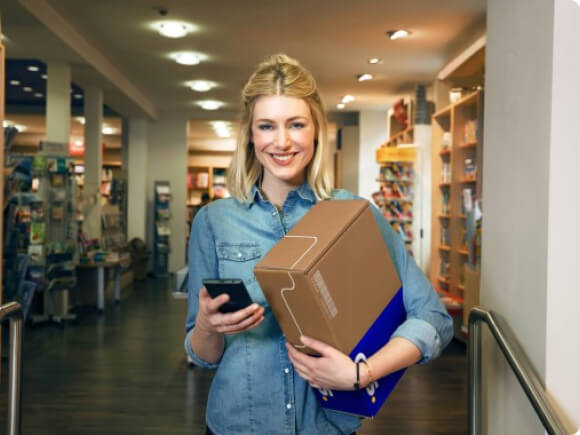 Customer picking up package