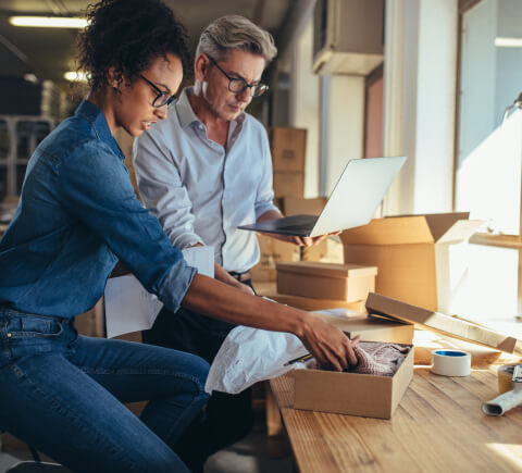 Team preparing a package