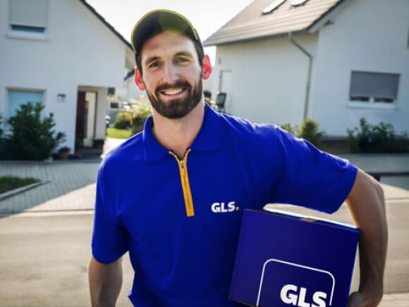 GLS team member dropping off package