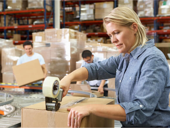 Woman preparing package