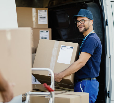 GLS team member picking up packages